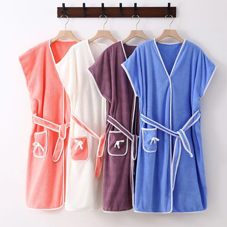 纯色浴巾家用加厚女可穿可裹洗澡浴裙成人系带穿式浴袍吸水柔软