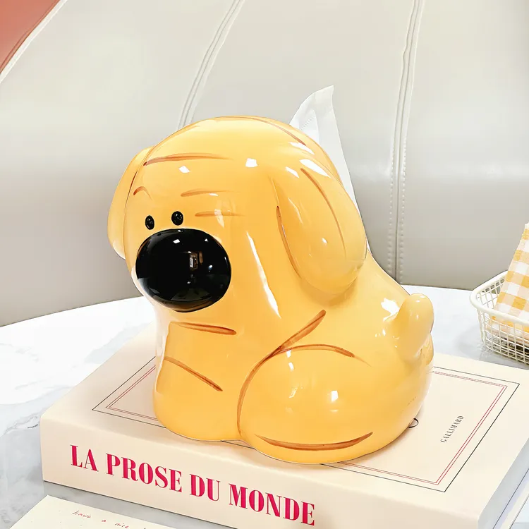 可爱生姜狗纸巾盒家用客厅桌面摆件纸巾收纳盒陶瓷装饰餐巾纸抽盒