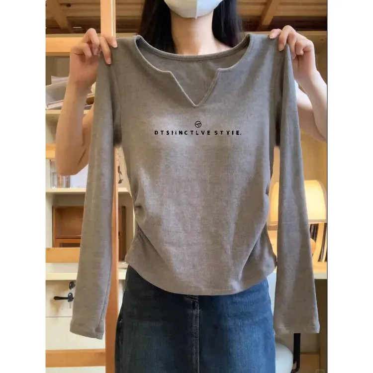 V领打底衫女装2025春秋爆款新款欧货小衫内搭长袖T恤早秋爆款上衣