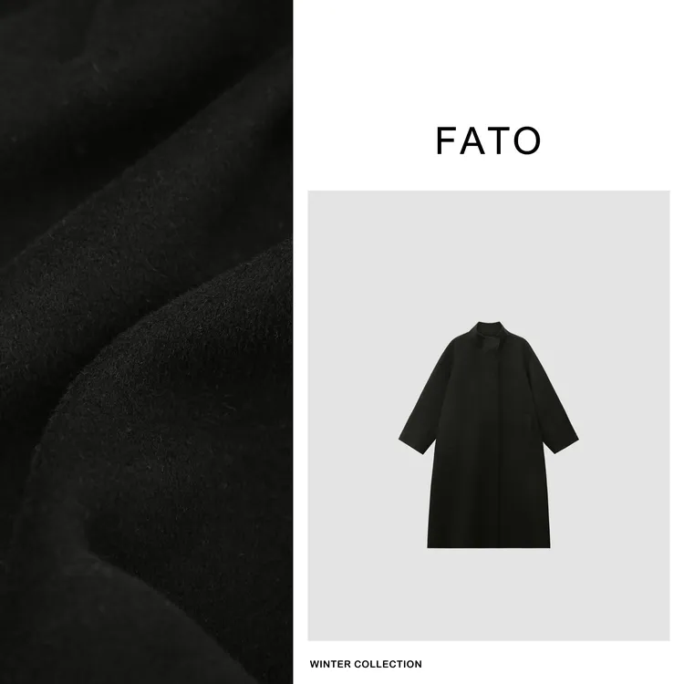 郑买买 黑玫瑰 绵羊毛年度重磅质感气质呢大衣 JH41116W1