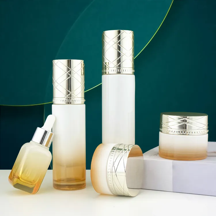 玻璃包装瓶30g乳液瓶40ml渐变色美观大气支持定制印刷水乳霜瓶子