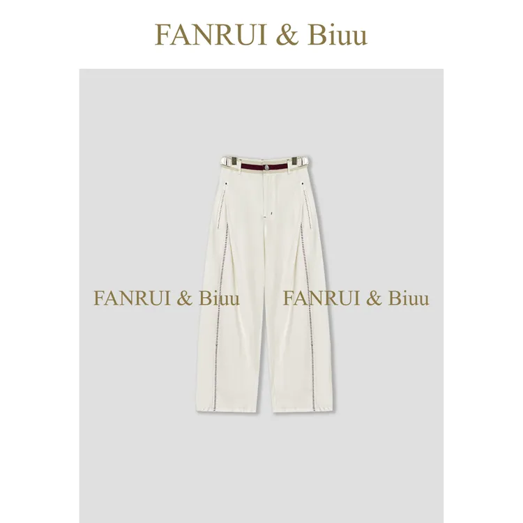 FANRUI/泛芮「飒迹」夏季新款复古显瘦垂感休闲百搭女直筒裤B17232