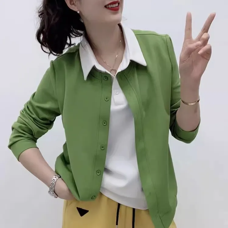 POLO领卫衣女2025新款春季爆款时尚撞色假两件开衫洋气百搭上衣潮