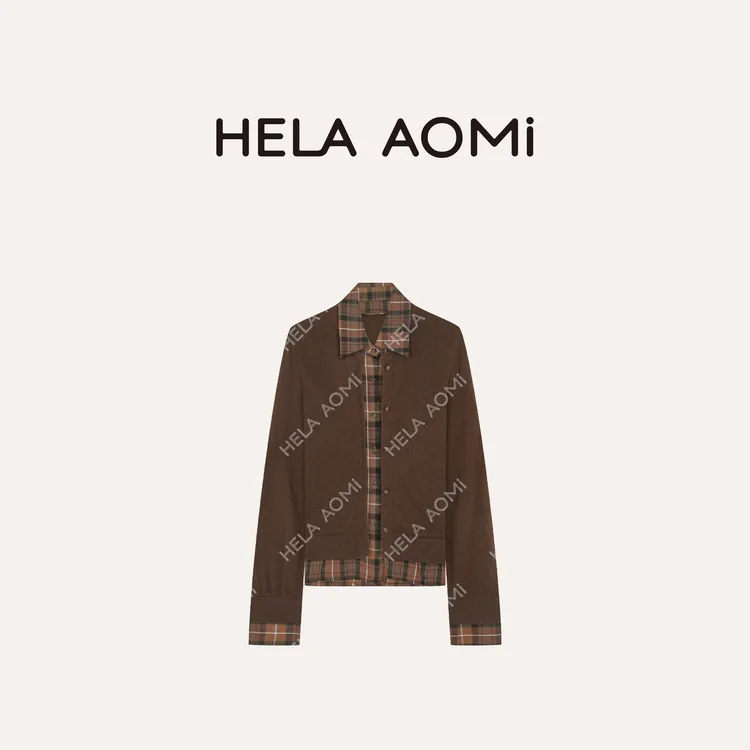 HELA AOMI “格调假两件”绵羊毛100%假两件格子针织衫CY5CM33590