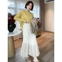  【DIS 定制】【暗夜织光】气质压褶垂感简约显瘦羊毛半身裙
