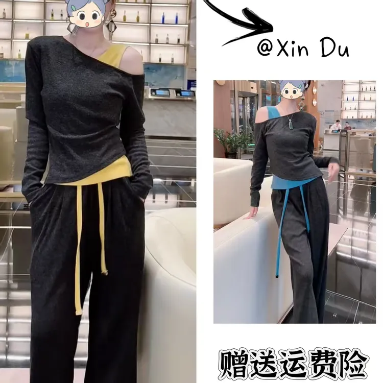 2025秋季新款时尚显瘦气质女士网红洋气两件套百搭款D22636