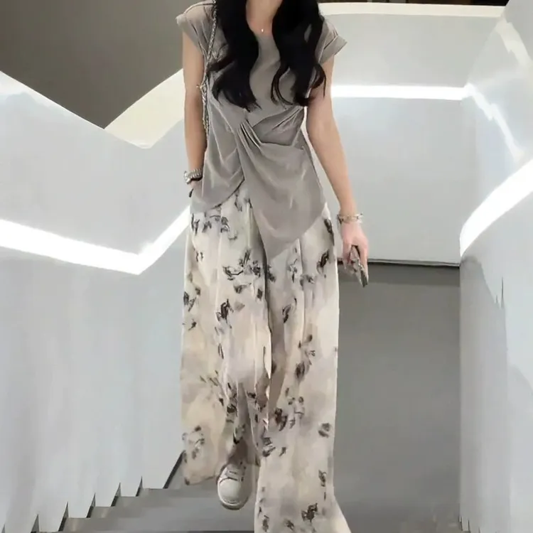 气质显瘦休闲夏季洋气优品小香风女多巴胺复小时尚显瘦阔腿套装