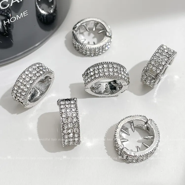 小触角发扣圆形金属小发扣银色水钻刘海侧边编发夹女前额发卡头饰商品图