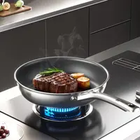 【康巴赫】0氟钛不粘煎锅家用不锈钢平底锅