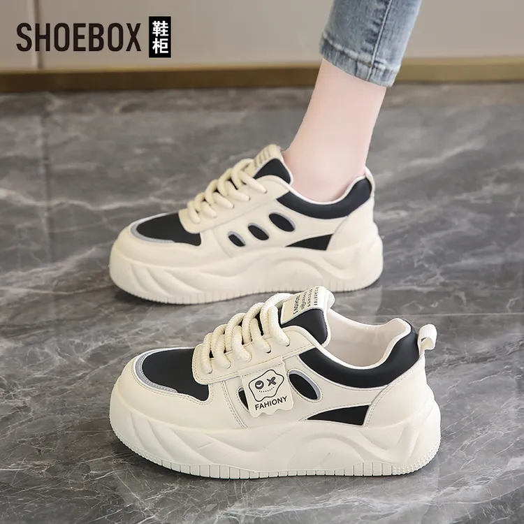 SHOEBOX鞋柜踩屎感厚底板鞋女2025秋季新款小白鞋轻便运动休闲鞋