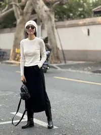 桑蚕丝羊绒显瘦黑灰半裙25AW0181