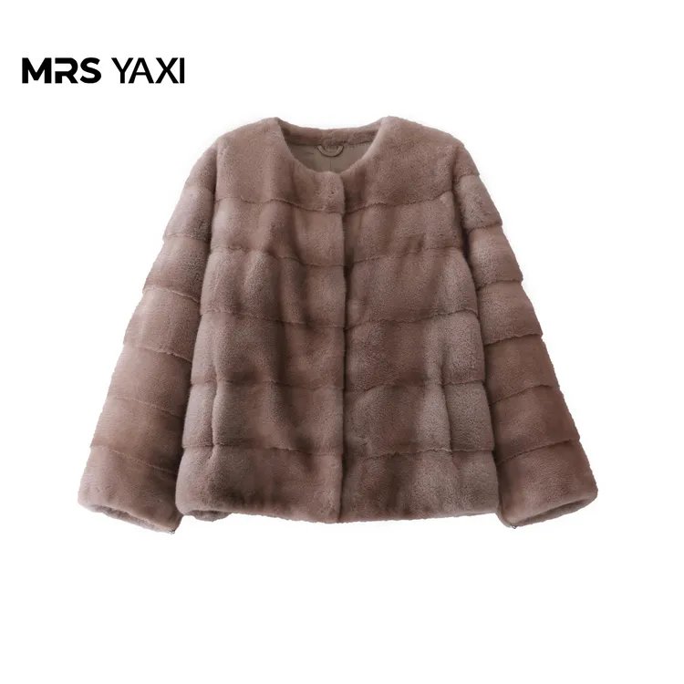 Mrsyaxi圆领进口帕斯条水貂短外套YX5090408