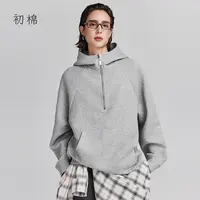 初棉【9.27上新】25秋五明治空气层半开襟拉链插肩袖卫衣367608003