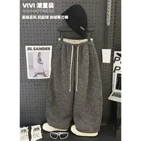 现货 VIVI童装1【高级尼料】冬款大童拼色力加绒抗起球可束脚弯刀裤
