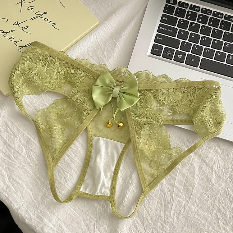 维多利亚女士内裤性感蕾丝薄款镂空蝴蝶结内裤少女纯欲低腰三角裤