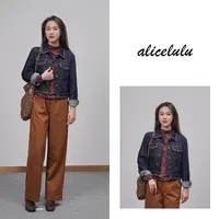 [alicelulu]复古港风明线翻领短款小个子牛仔短外套S2144882T