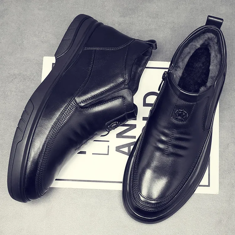 2025冬季新款男士保暖圆头时尚雪地靴加厚靴子加绒加厚防寒爸爸鞋