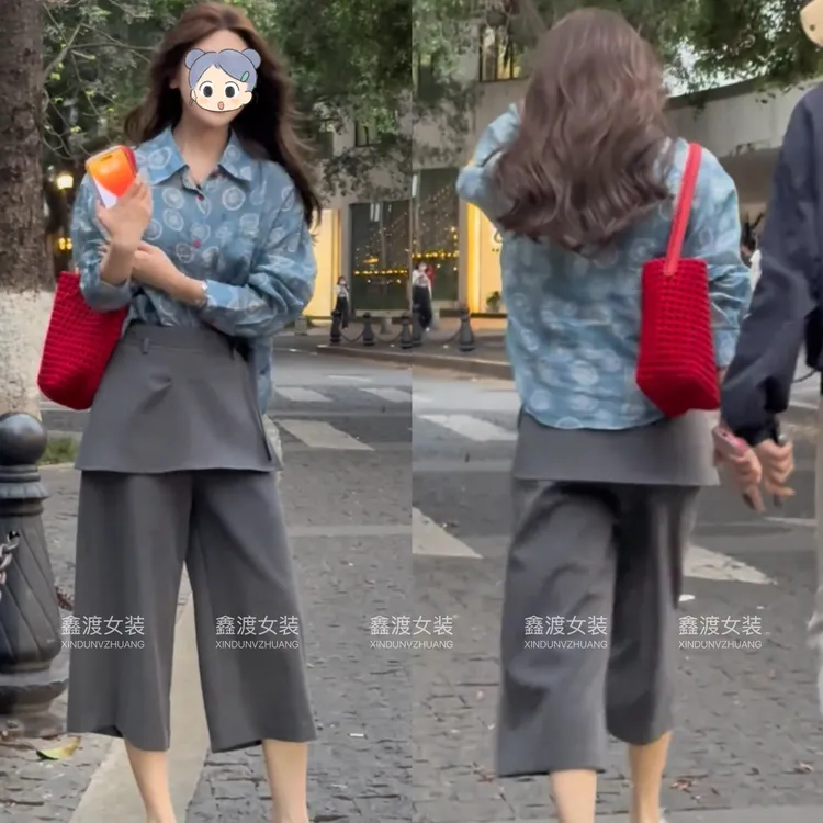 2025春夏新款时尚显瘦气质女士网红洋气两件套百搭款D6878