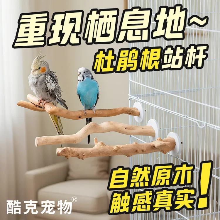 鹦鹉中小型木质鸟笼站杆杜鹃根天然原木站棍鸟笼配件栖木树杈玄凤