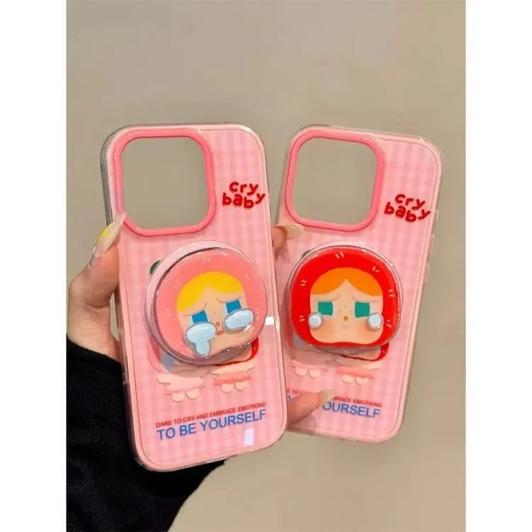 呆萌可爱樱桃哭娃磁吸支架适用iPhone16promax苹果15手机壳14卡通