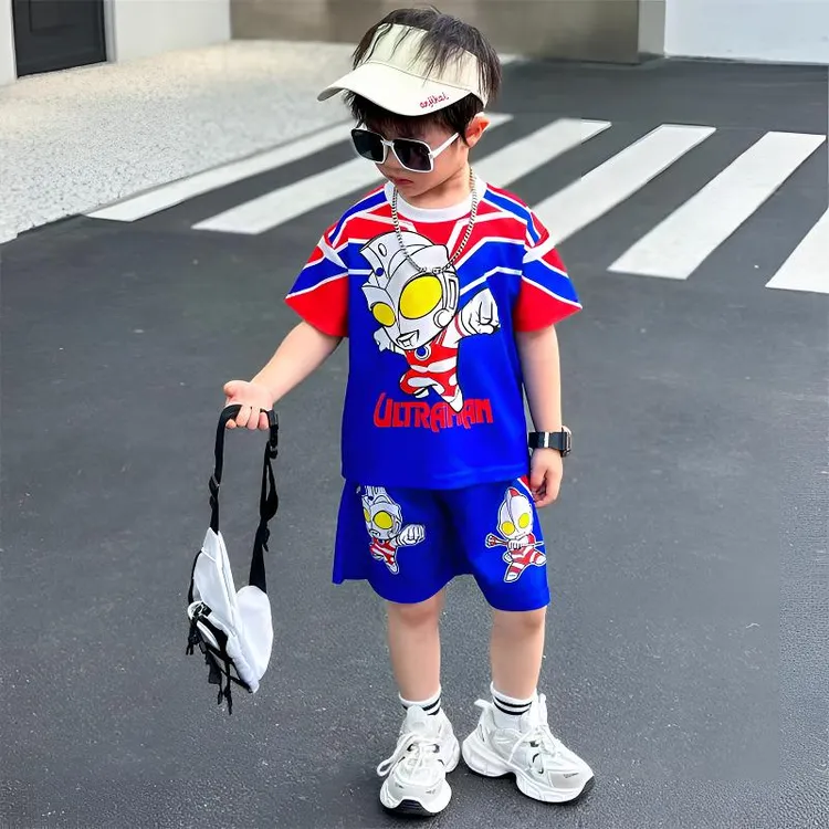 夏季运动男奥特曼套装帅气休闲中大童男孩夏韩版男宝套装品质童装