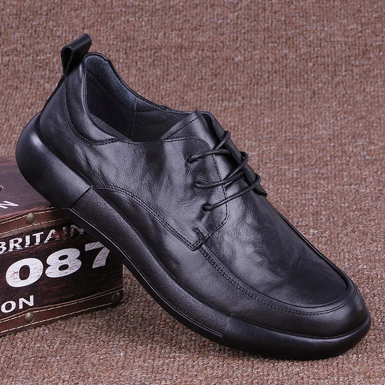 欧美『小众设计风」新品宝藏款~ 休闲皮鞋透气软底系带商务男士皮鞋