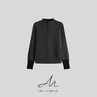 【THE AIMAO】“伦敦雾夜”26支100绵羊毛撞色扭花包扣羊毛衫XYX82820