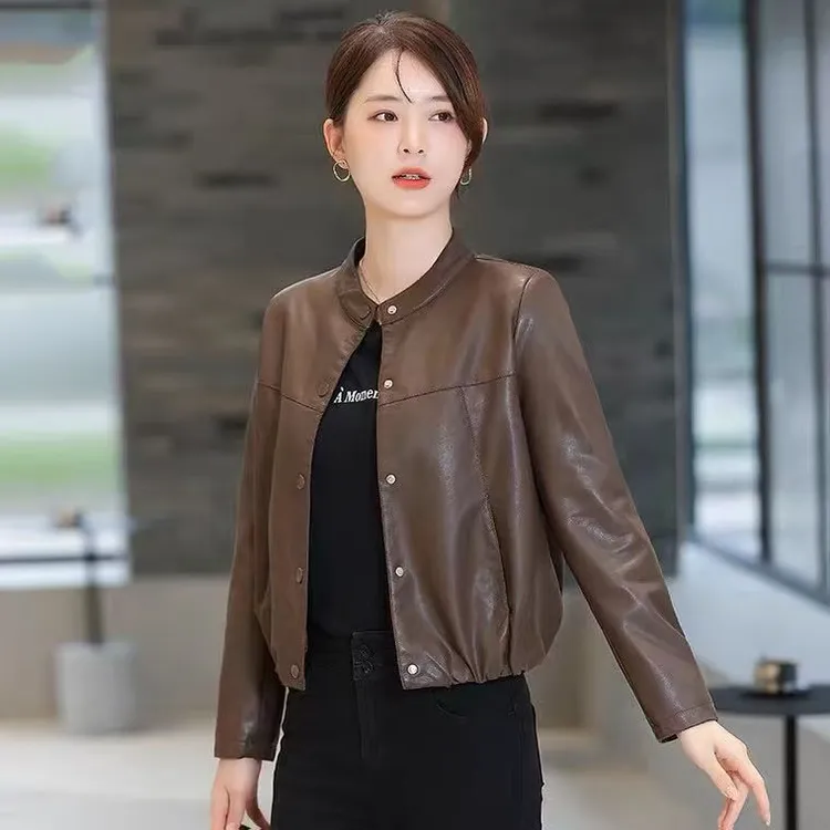 短款修身显瘦通勤风女士皮衣外套秋冬款