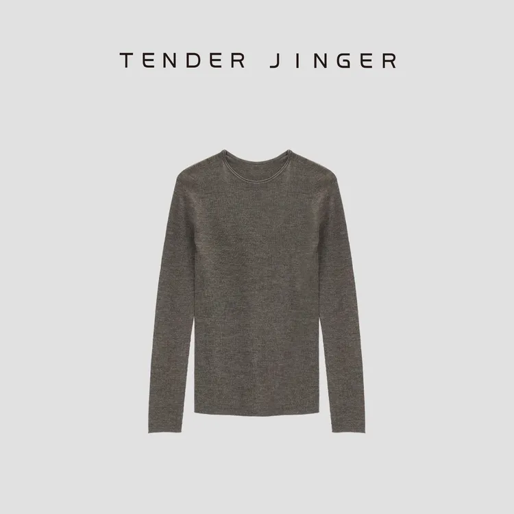 Tender Jinger【扬子纱】48支精纺可机洗绵羊毛圆领长袖T53AMM41105