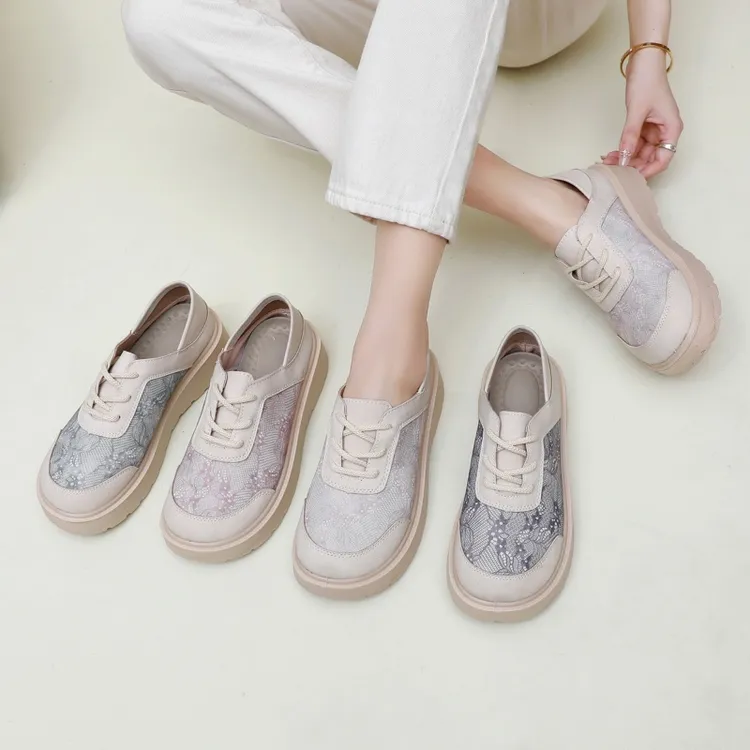 春秋款休闲软底乐福鞋时尚百搭防滑耐磨中老年妈妈鞋厚底单鞋