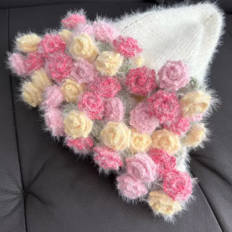 渐变玫瑰花束手工长毛毯子diy材料包送女生生日圣诞礼物