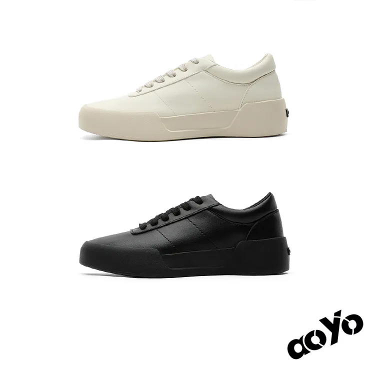 aoyo*25SS/潮流休闲板鞋 经典复古厚底增高英伦皮质板鞋男