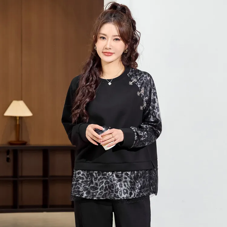特大码女装2025卫衣胖妹妹洋气时尚上衣胖mm遮肉显瘦长袖T恤衫