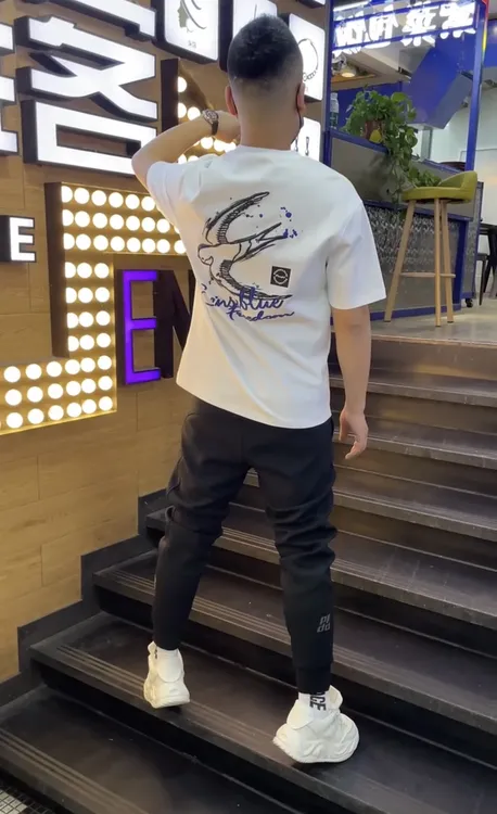 夏季款男士纯棉百搭半袖潮流印花宽松帅气圆领短袖高品质纯棉t恤