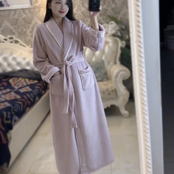 冬季加厚女款睡袍加长款