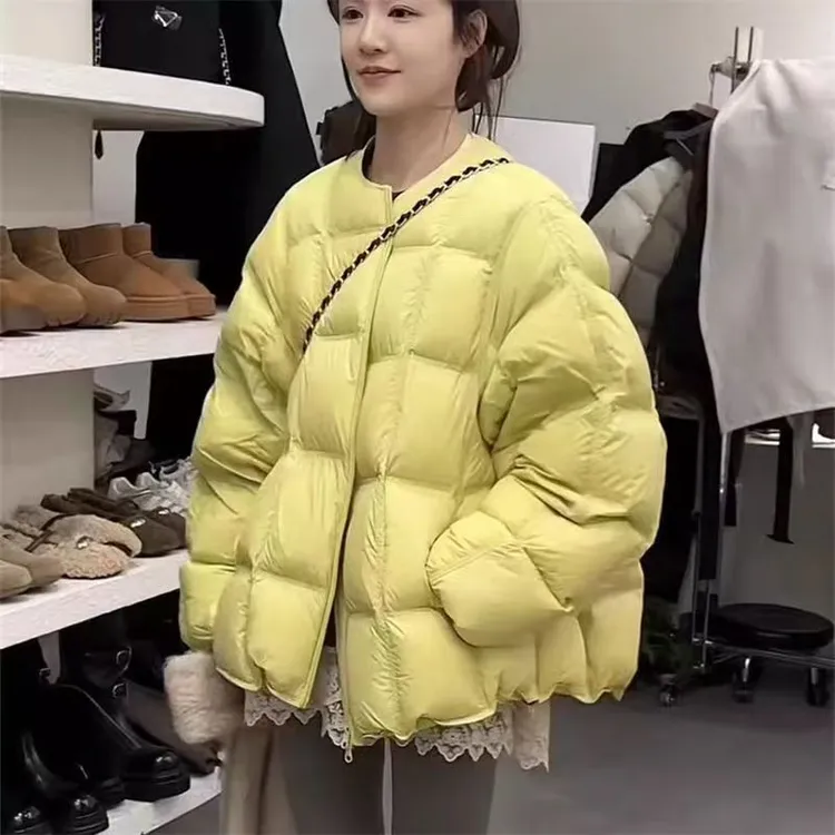 羽绒服女圆领韩版秋冬短款外套休闲百搭时尚冬季保暖宽松网红加厚