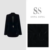 SONG-原创【都市夜宴】秋冬轻奢定制丝绒立体金扣V领气质西服外套