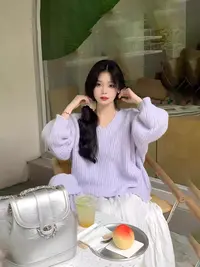 2110慵懒风套头针织毛衣面膜旁