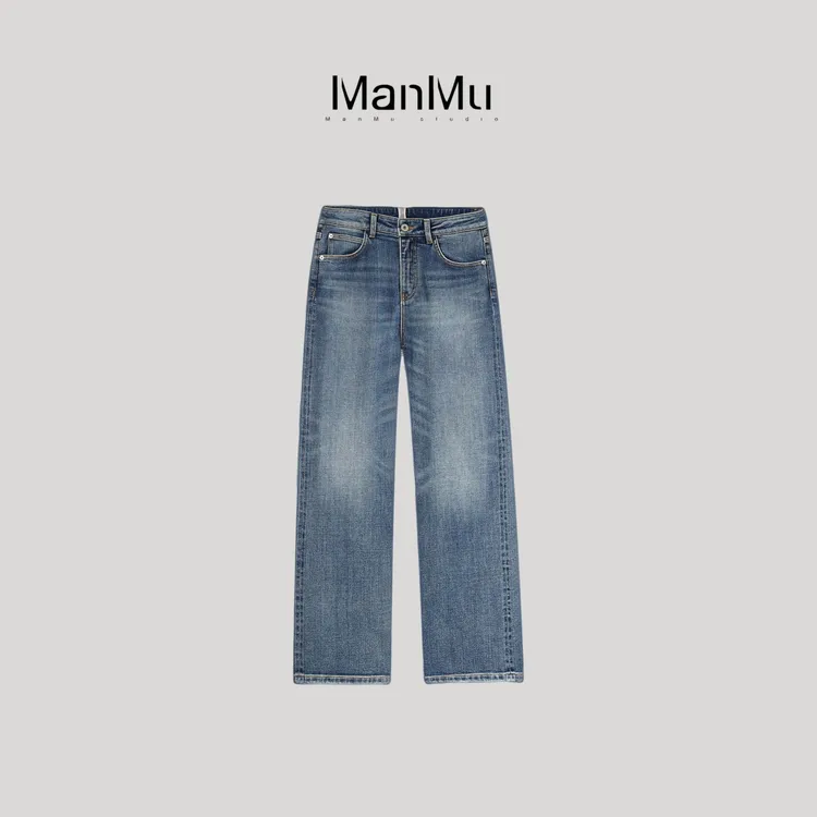 满目ManMu 【张琪专属】秋季时尚休闲百搭牛仔裤350491