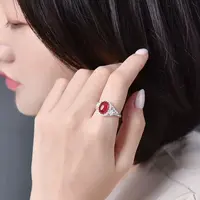 足银玻璃戒指 【红水滴活口戒指】