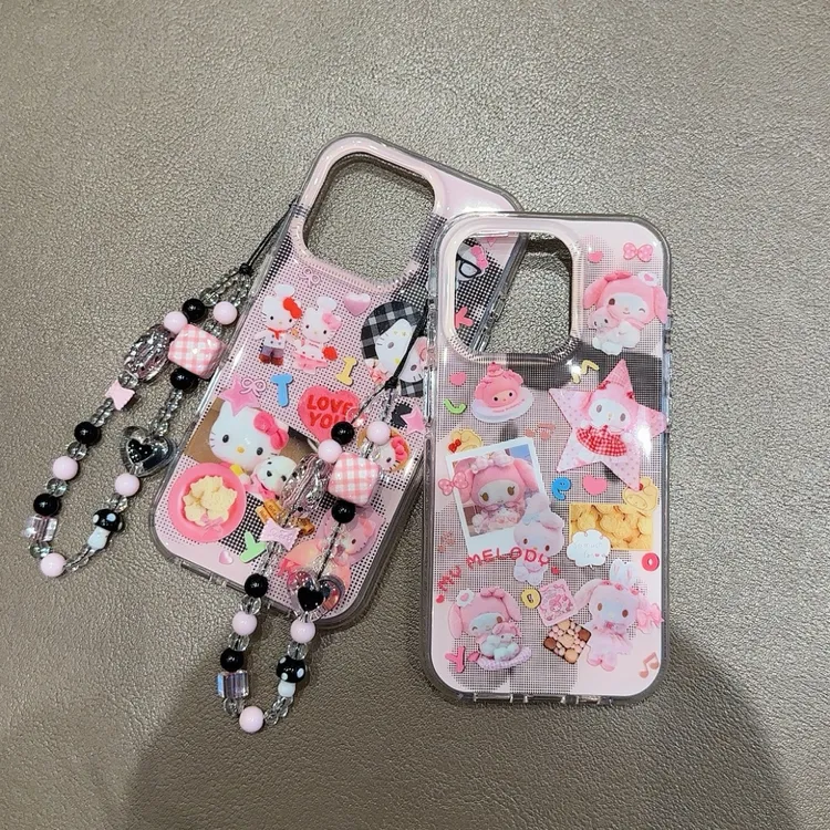 ins像素插画美乐蒂kt猫适用苹果16pro手机可爱防摔手机壳15/14