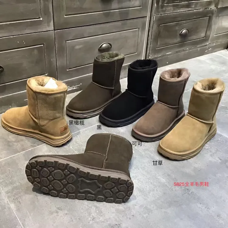 蒙古风雪地靴男款25年冬季新款防滑真皮真毛靴男士中筒靴保暖棉鞋