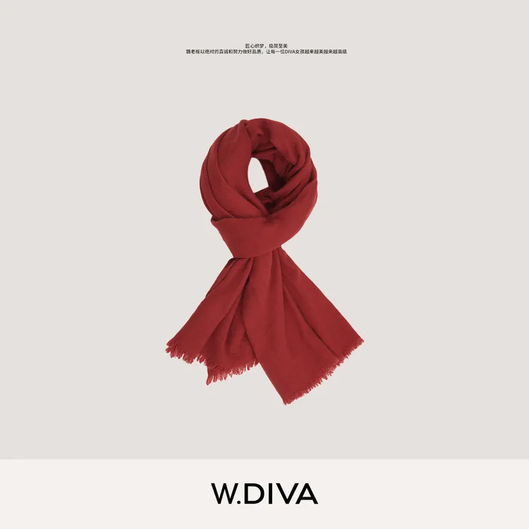 W.Diva【暖叙】2025秋冬新款100羊绒都市丽人百搭款围巾51J281116