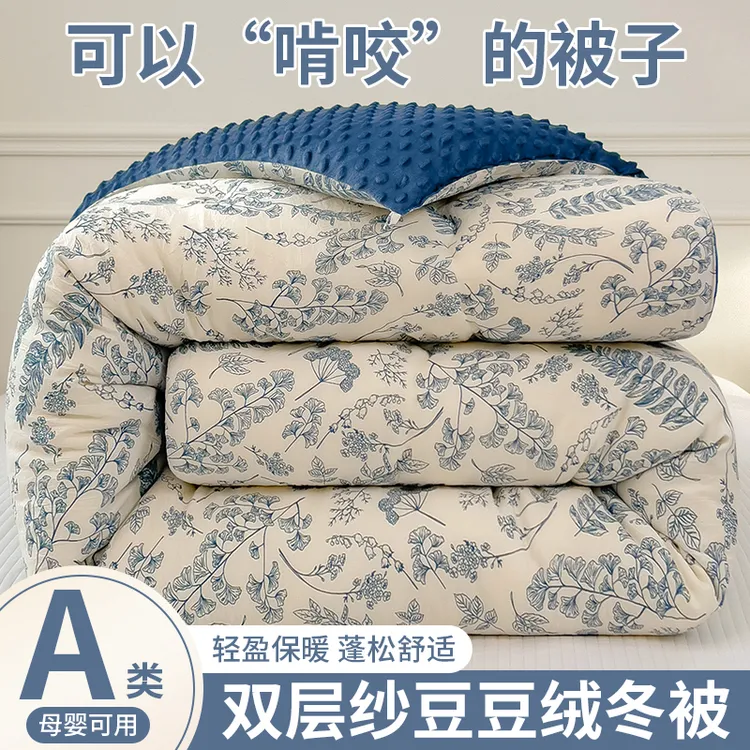 双层纱豆豆绒秋冬被加绒加厚保暖豆豆被2025新款冬季被褥高档超软