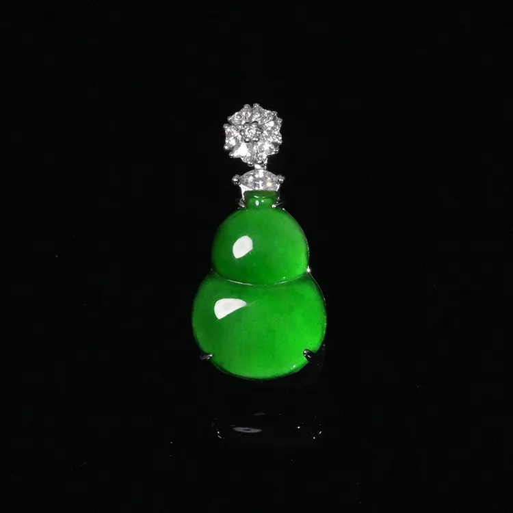【小胖翡翠】天然A货翡翠葫芦吊坠满绿轻奢日常翡翠饰品-多样性发1商品图