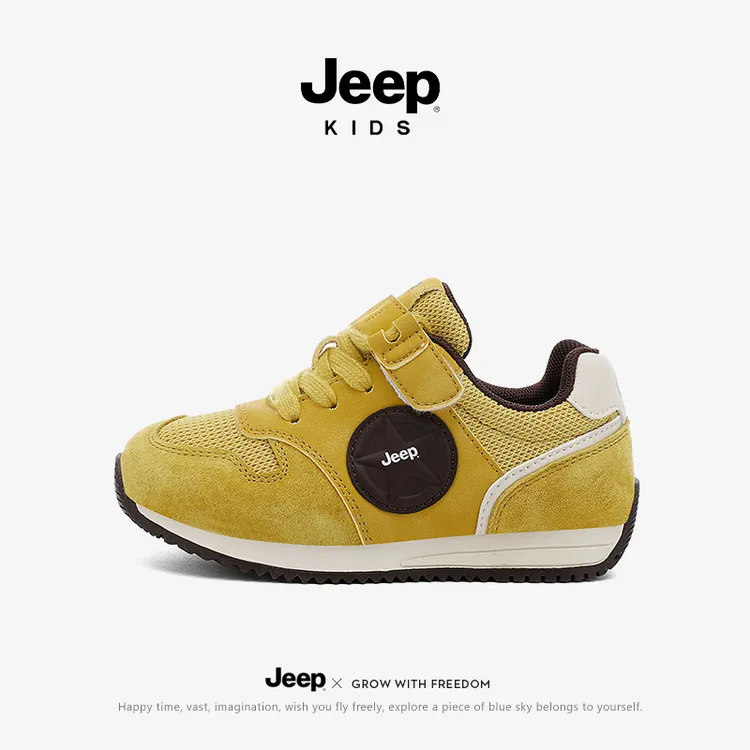 jeep春秋季儿童阿甘鞋男童网面休闲跑步鞋户外防滑透气女童运动鞋