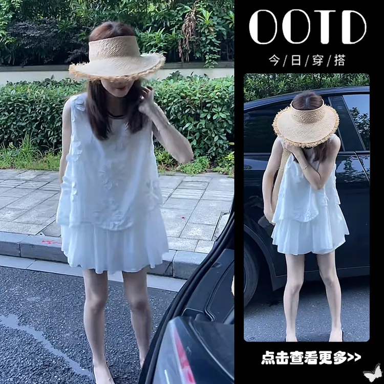 【现货】夏季穿搭一整套女2025新款白色立体花朵衬衫高腰短裤两件套