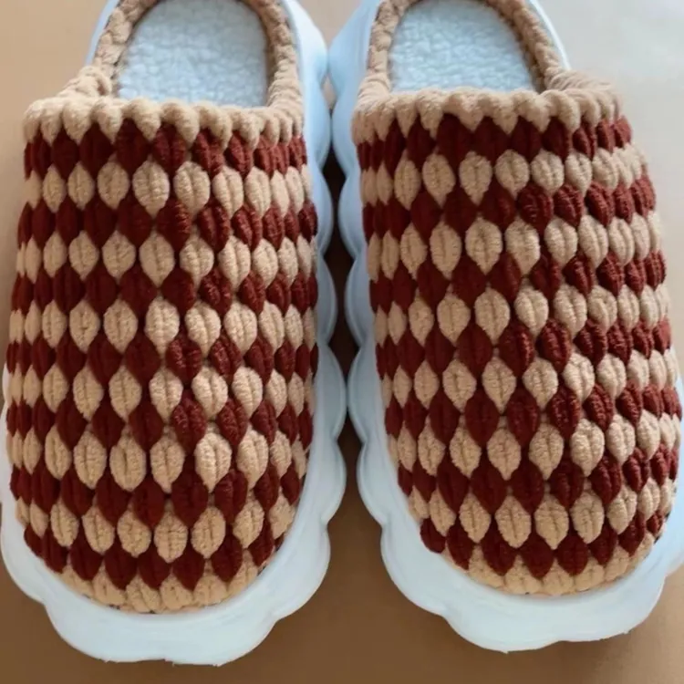 云朵居家棉拖勾钩拖鞋线单股粗冰条线手工diy材料包男女手工编织