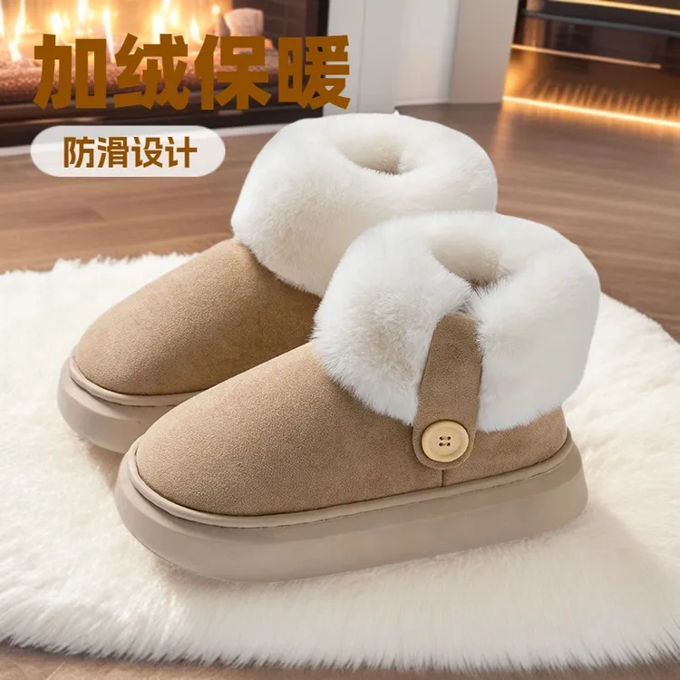 冬季外穿加绒雪地靴女士外出加厚保暖情侣高帮棉鞋女厚底防滑冬天