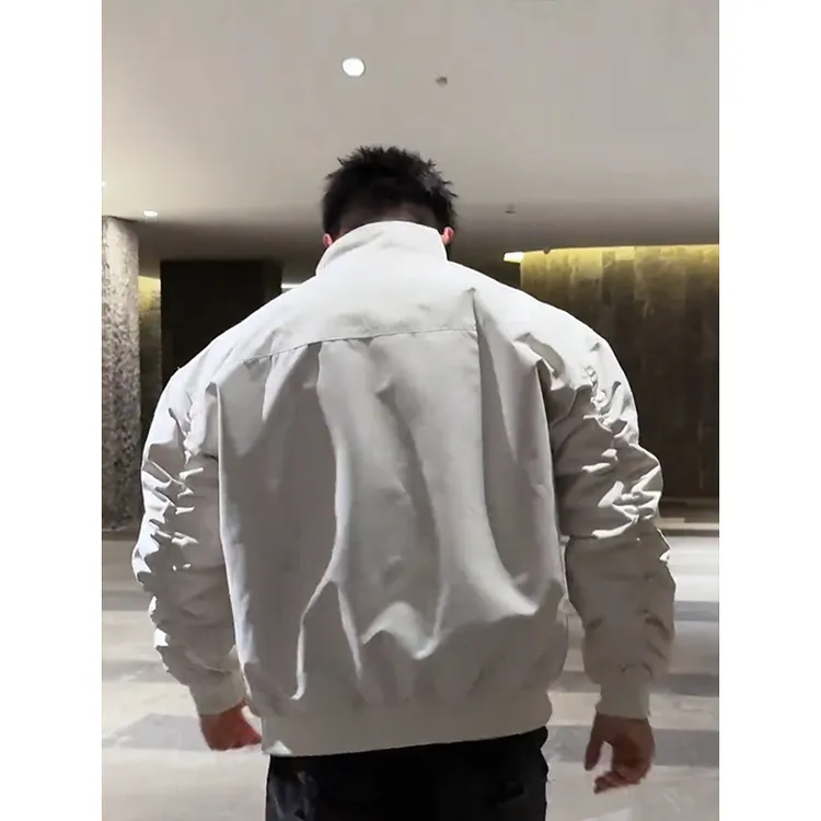 硬汉风显肩宽正肩夹克男秋季cleanfit立领棒球服美式廓形短宽外套
